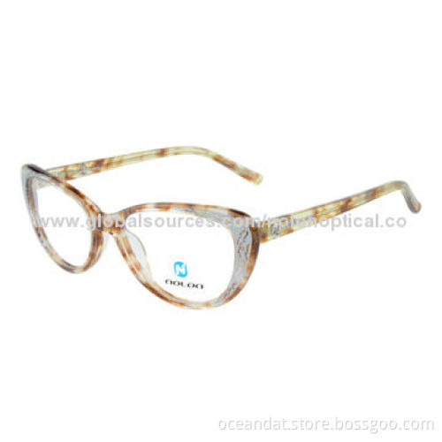 Fashionable Cat-shaped Acetate Colorful Women's Eyeglass Frame, Inset Metal PatternNew